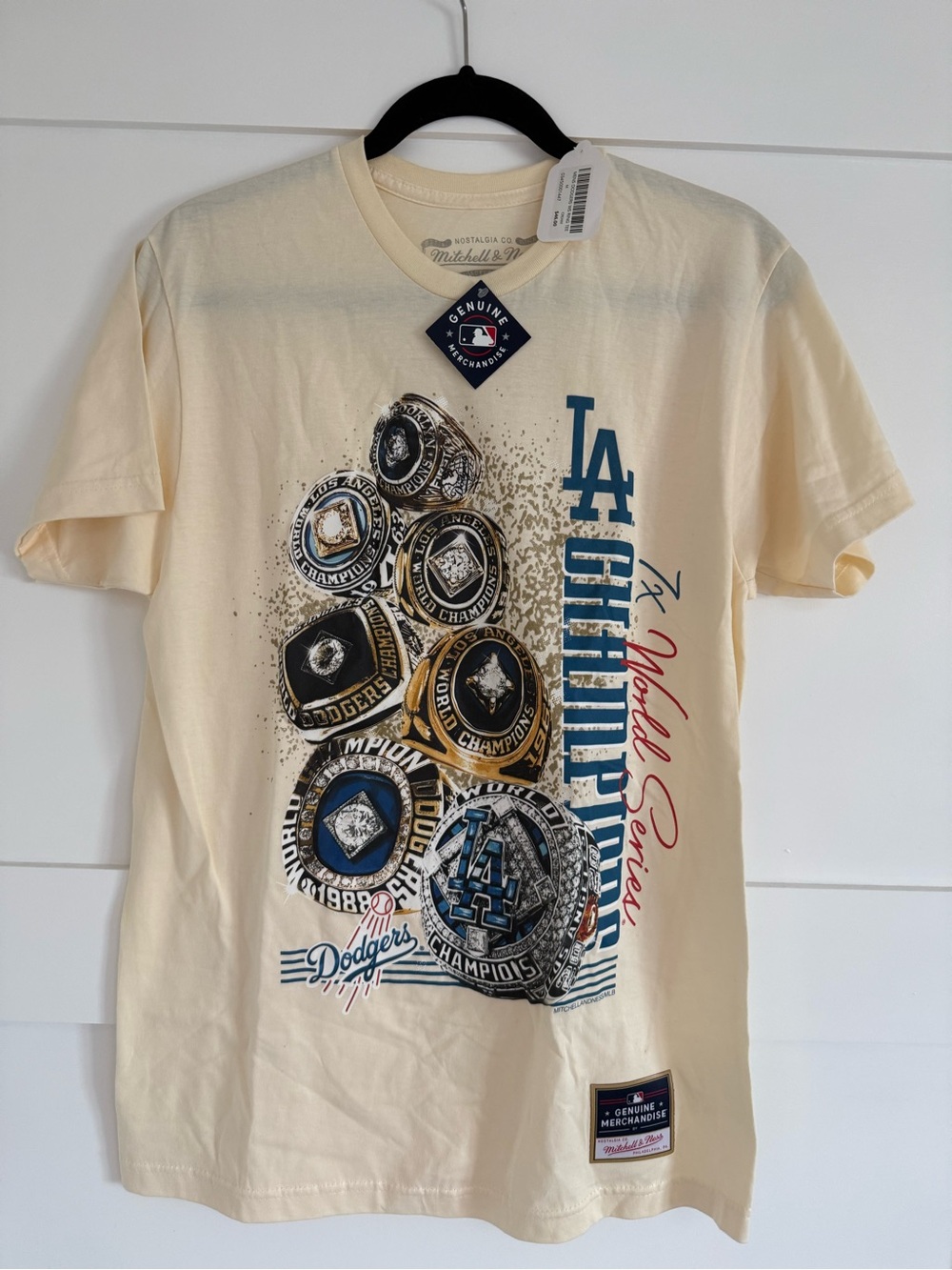 Mitchell & Ness Cream Los Angeles Dodgers Rings Graphic Tee